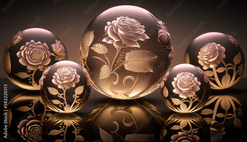 Stockillustratie AIGenerated Golden Bronze Glass Spheres A Stunning