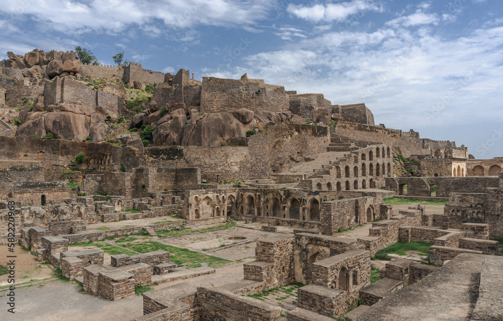 Ruins of Golconda Fort in Hyderabad Telangana, India.