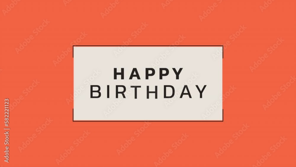 Modern Happy Birthday text in frame on orange gradient, motion abstract minimalism, holidays and promo style background