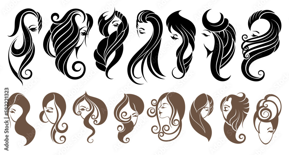 beautiful-girls-with-long-hair-vector-illustration-of-a-different-hair