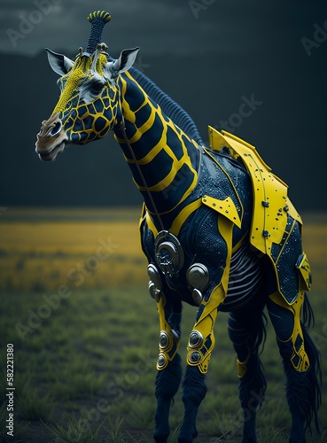 Futuristic Armored Giraffe - Created Using Generative AI Tools   © Ace