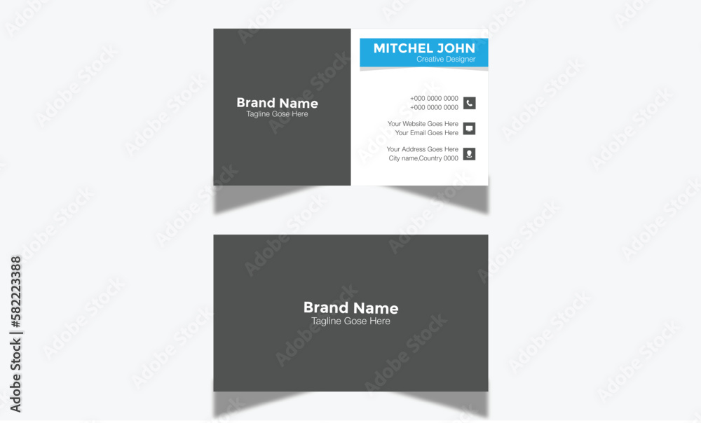 
Modern Corporate and Creative Business Card Design Template Double-sided -Horizontal Name Card Simple and Clean Visiting  Card Vector illustration Colorful Business Card