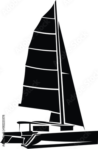 Black and White Cartoon Illustration Vector of Boat
