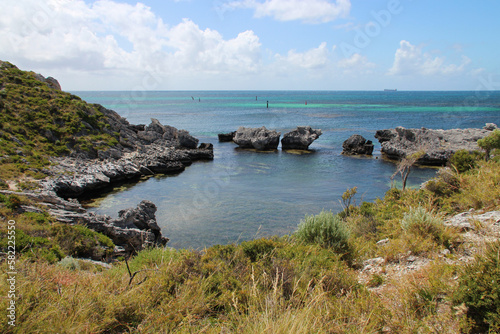 indian ocean at little geordie bay at rottnest island (australia)