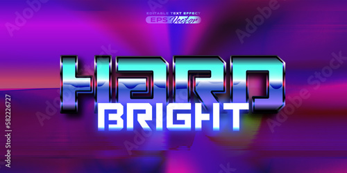 Retro futuristic 80s hard bright editable text effect style vibrant back to the future theme with experimental background, ideal for poster, flyer rad 1980s touch