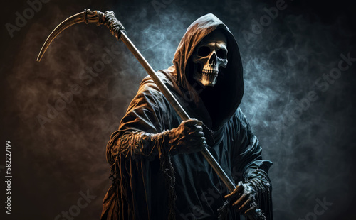 Grim reaper dark background, Generative AI