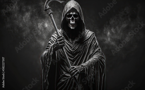 Grim reaper dark background, Generative AI