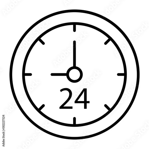 24 hours Outline Line Icon