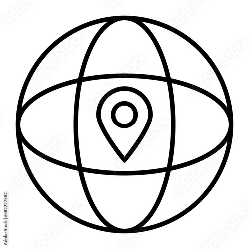 Global Location Outline Line Icon