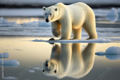 Polar bear in the snow Generative AI