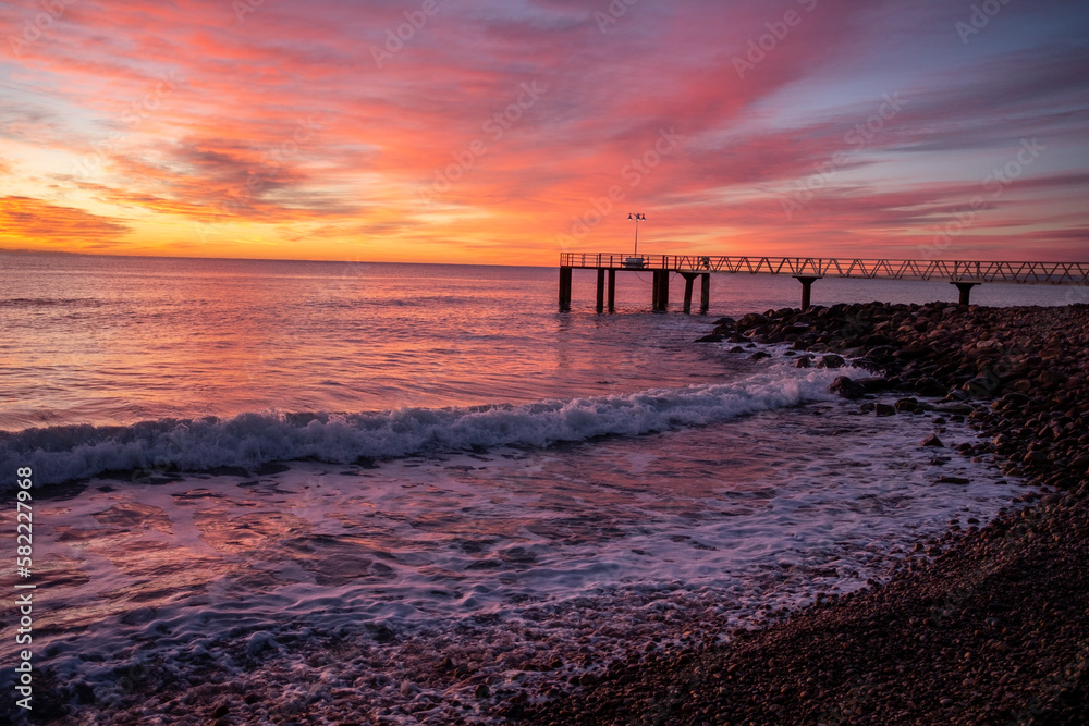 silhouette of a jetty on the sea at sunrise in the mediterranean sea
silhouette of a jetty on the sea at sunrise in the mediterranean sea