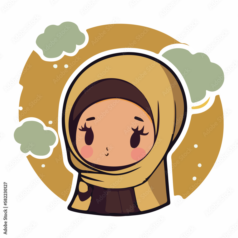Cute hijabi girl cartoon style vector illustration Stock Vector | Adobe ...