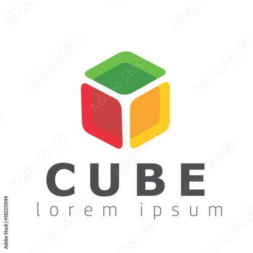 Isometric cube construction, 3d logo vector
