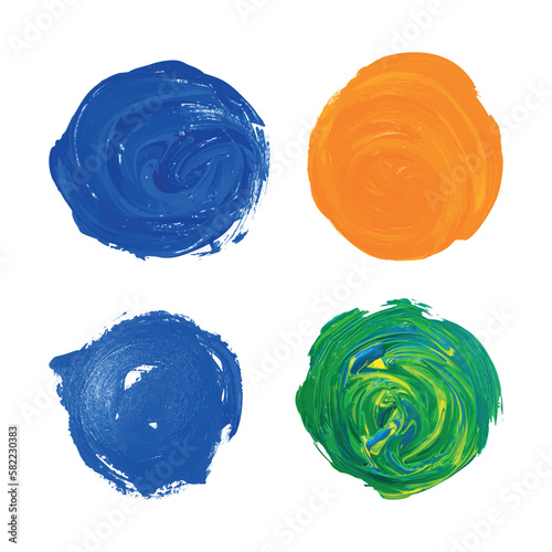 Set of acrylic paint stains. Colorful brush strokes.