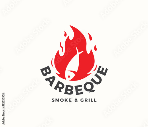 Barbecue logo food or grill logo design 