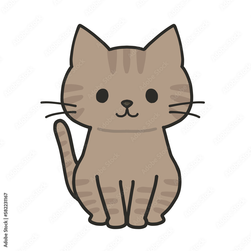 Obraz premium おすわりするキジトラ猫