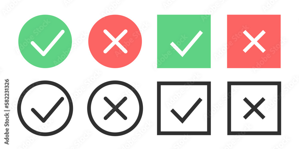 Checkmark icon set on white background. Vector. Checkmark icon set on white background. Vector.