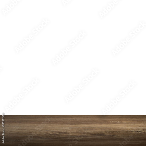 Empty grunge old wooden table isolated on white background