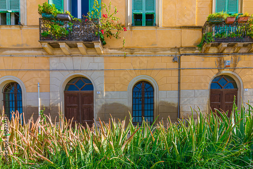 Old houses on the bastion of Santa Croce in Cagliari. Sardinia, Italy photo