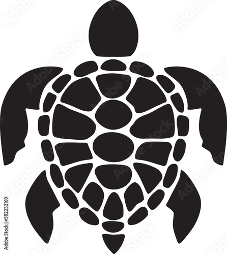 Silhouette of a sea turtle isolated on a white background.