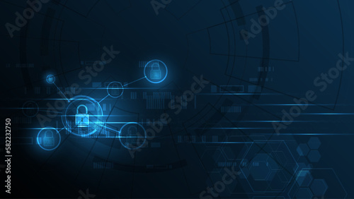Padlock Security cyber digital concept Abstract technology background protect system innovation vector illustration