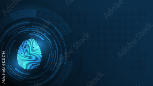 Security cyber digital concept fingerprint scan Abstract technology background protect system innovation vector illustration