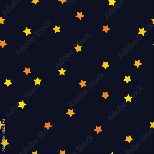 A seamless vector pattern on a dark blue background with bright yellow stars. A great pattern for children's products. 