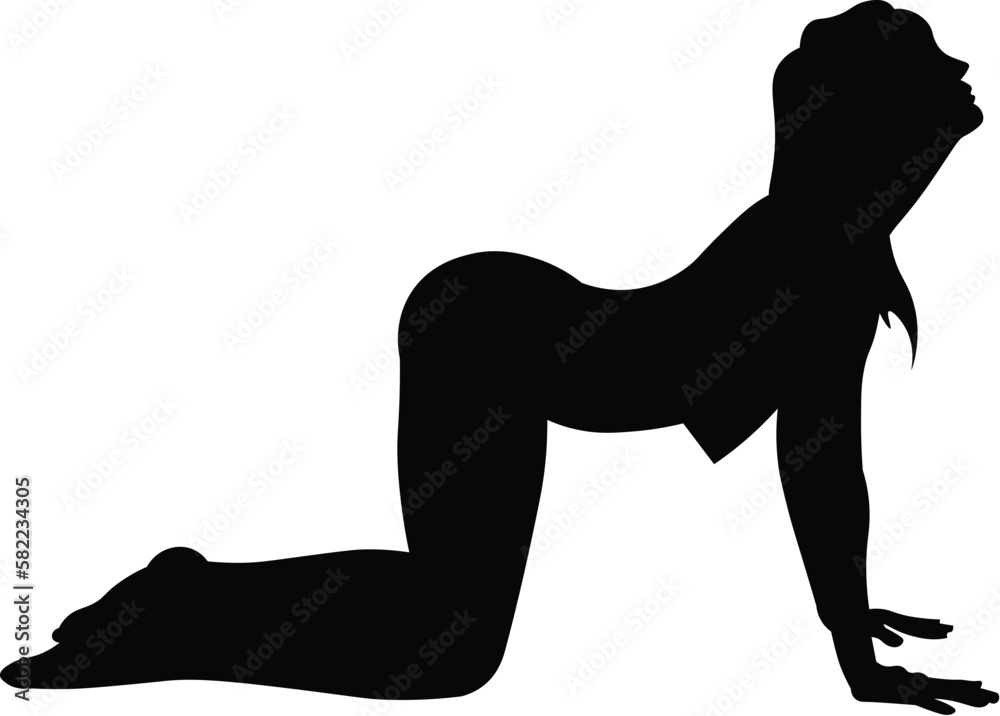 Black and White Cartoon Illustration Vector of a Woman in Yoga Pose Black and White Cartoon Illustration Vector of a Woman in Yoga Pose