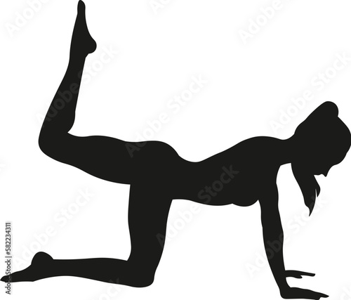 Black and White Cartoon Illustration Vector of a Woman in Yoga Pose