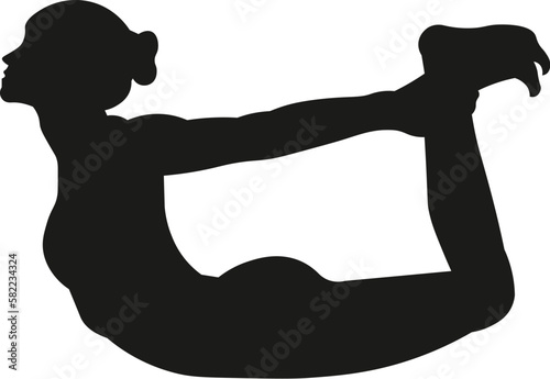 Black and White Cartoon Illustration Vector of a Woman in Yoga Pose