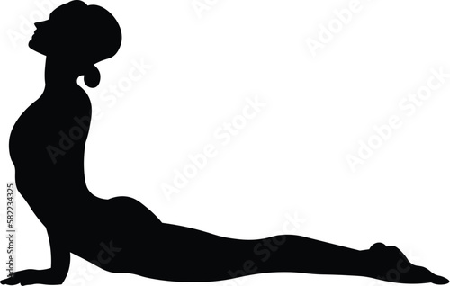 Black and White Cartoon Illustration Vector of a Woman in Yoga Pose