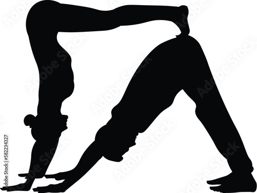 Black and White Cartoon Illustration Vector of a Woman in Yoga Pose