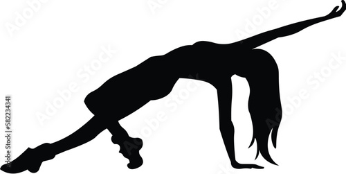 Black and White Cartoon Illustration Vector of a Woman in Yoga Pose