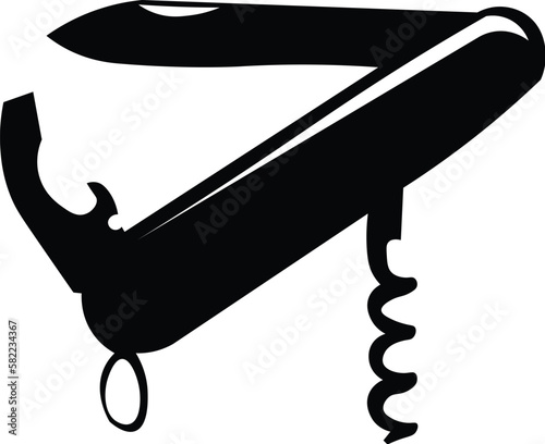 Black and White Cartoon Illustration Vector of Pocketknife