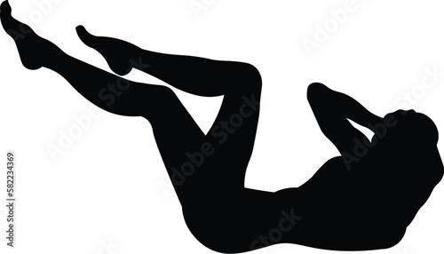 Black and White Cartoon Illustration Vector of a Woman in Yoga Pose