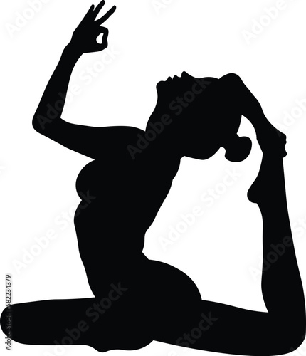 Black and White Cartoon Illustration Vector of a Woman in Yoga Pose