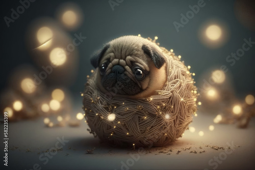 Small beautiful toy dog breed pug, terrier, Ha Pa. Soft toy for children. Created with AI.