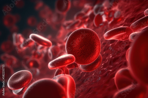 flot de globules rouge dans le sang vu au microscope