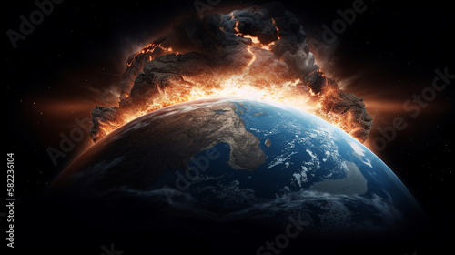 armageddon  apocalypse  nuclear war  explosion  explode  fire  flame  nuke  earth  planet  globe  space  world  map  global  blue  sphere  night  3d  sun  universe  astronomy  generative  ai