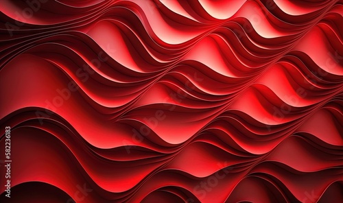  an abstract red background with wavy lines and curves of varying sizes and shapes, with a red light at the top of the image and bottom of the image. generative ai