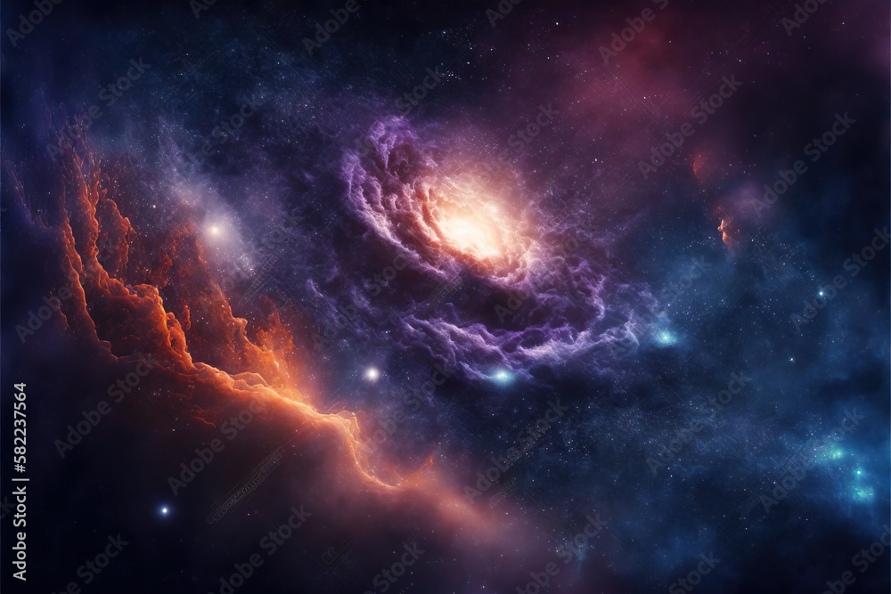 Spiral Galaxy. Space with stars generative AI background