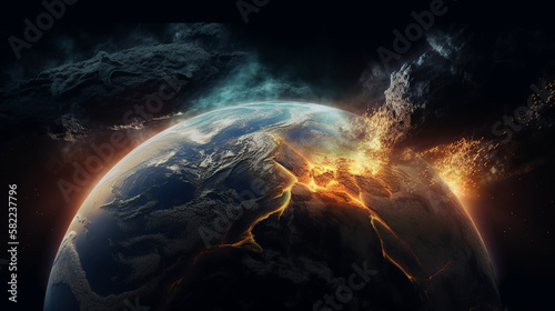 armageddon  apocalypse  nuclear war  explosion  explode  fire  flame  nuke  earth  planet  globe  space  world  map  global  blue  sphere  night  3d  sun  universe  astronomy  generative  ai