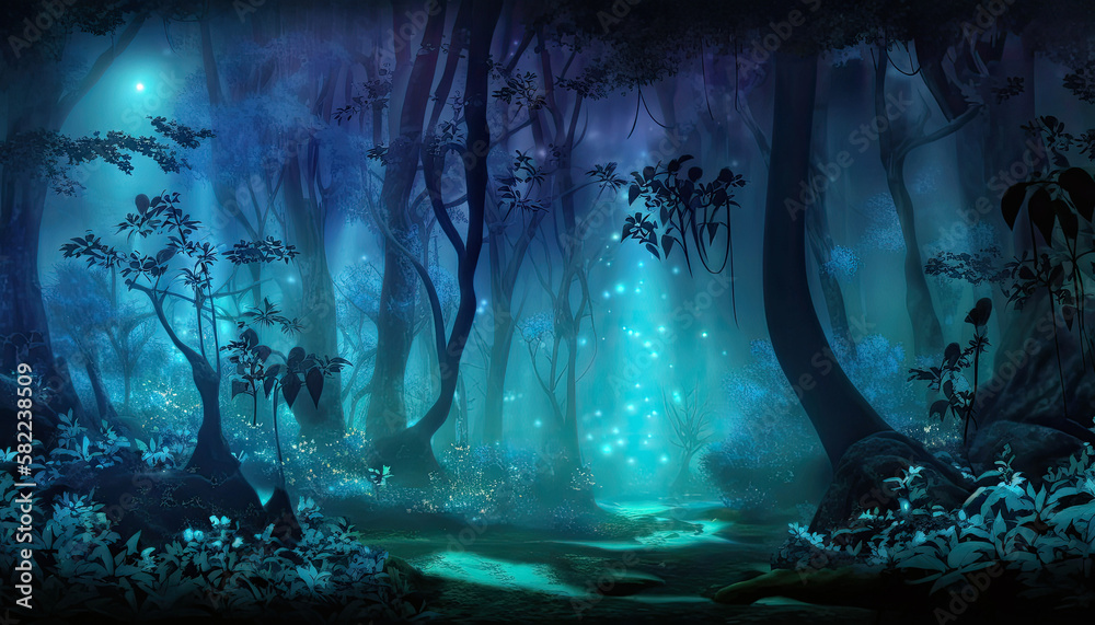 Mystic forest in anime style - Generative AI Mystic forest in anime style - Generative AI