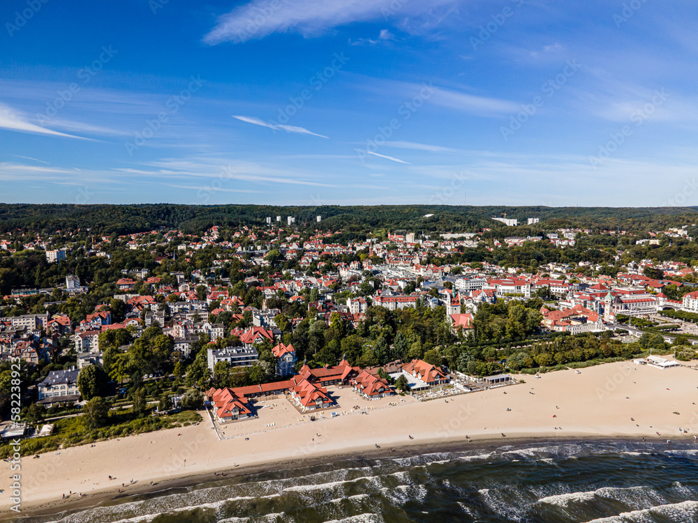 Drone view of Sopot on the Baltic Sea'