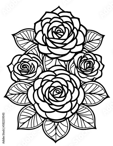 Wallpaper Mural Roses with Black Outlines Torontodigital.ca