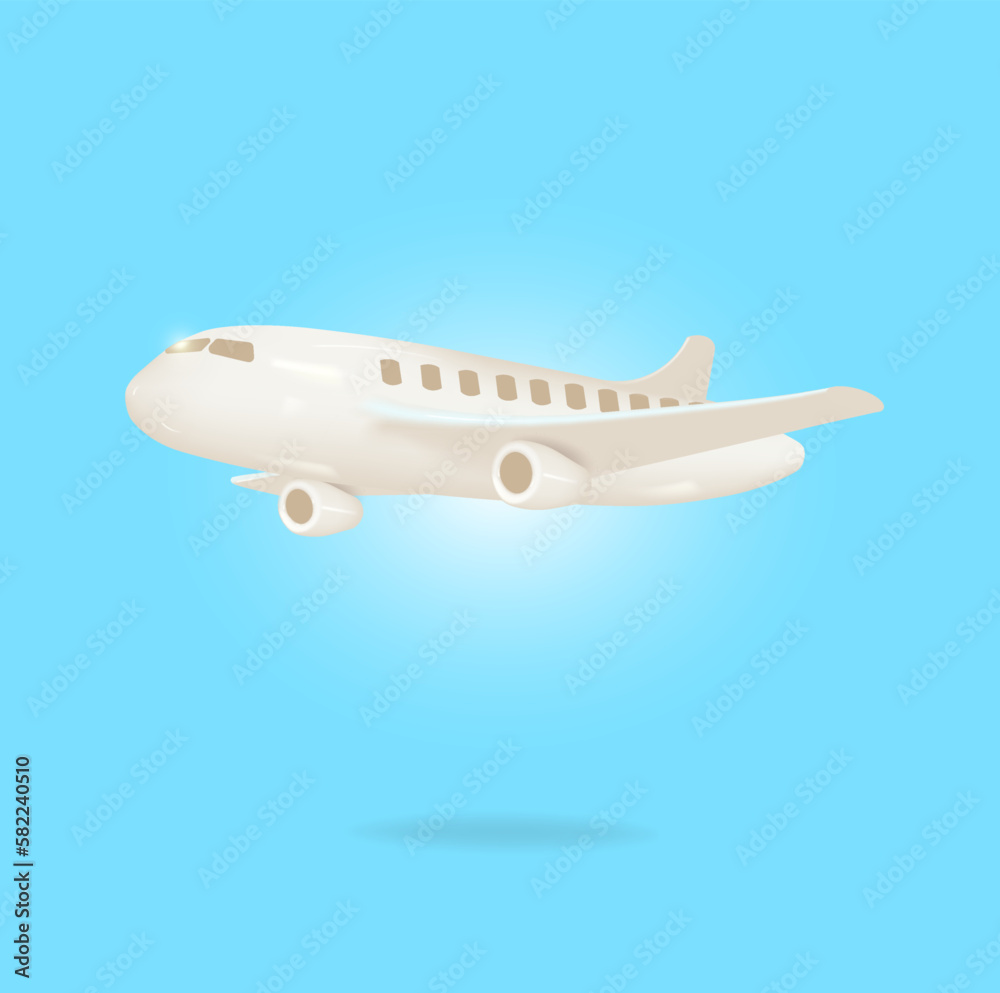 3D white abstract plane fly on a blue background. Vector graphics 3D white abstract plane fly on a blue background. Vector graphics