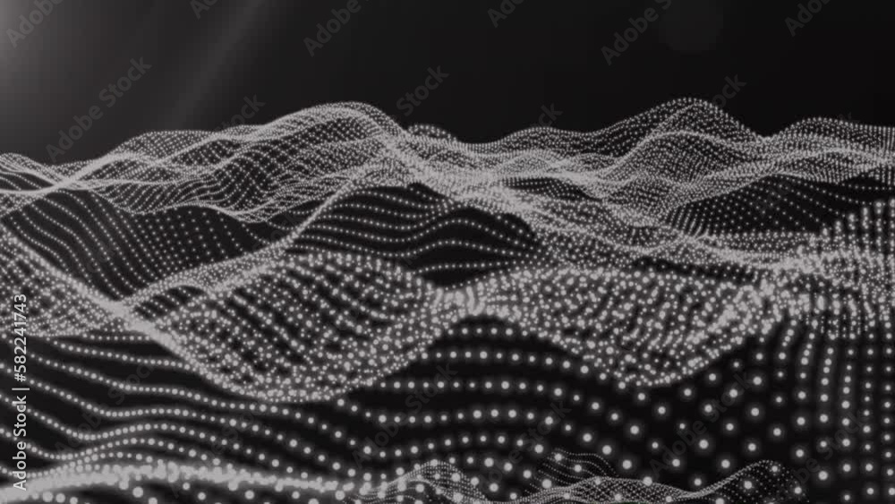 Abstract white Particle wave background digital line and dots connect ...