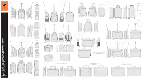 set of briefcase and backpack vectors