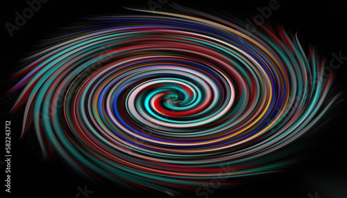 abstract multicolor spiral wave motion illustration on black background