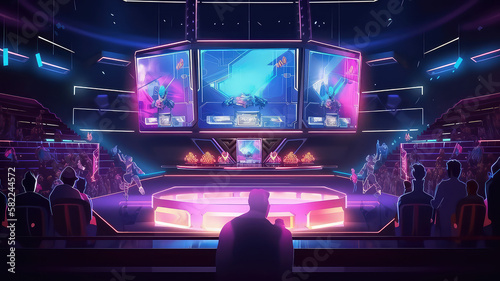 E-Sports Arena Battle: Crowded Edition Created with Generative Ai Technology